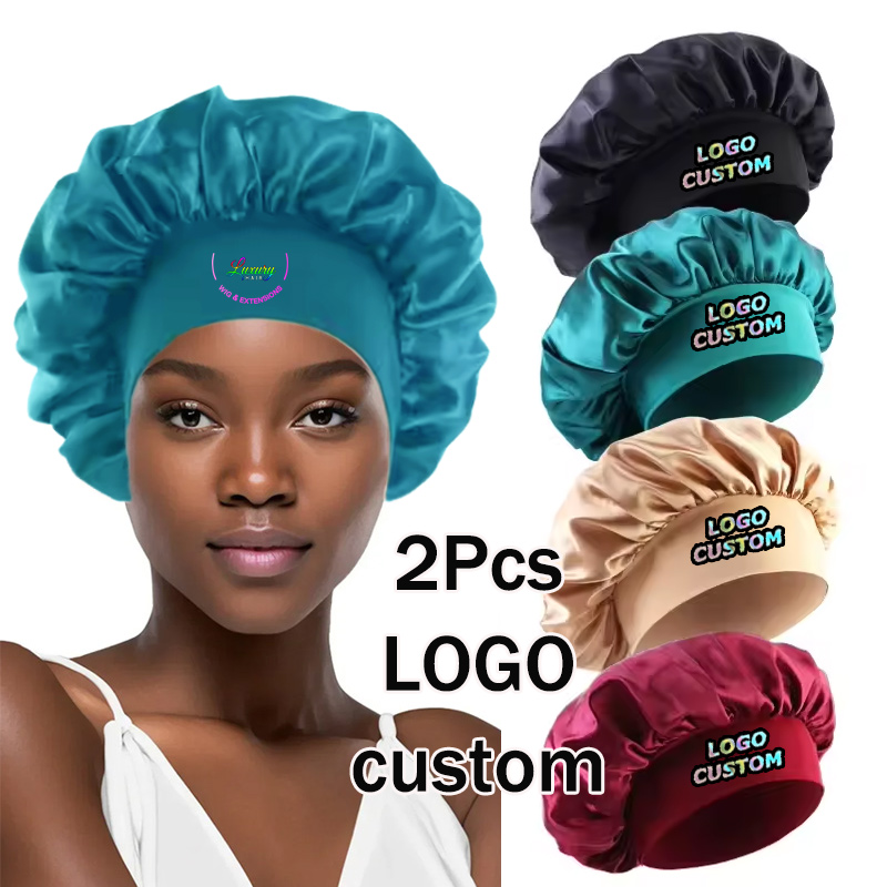 Hair Care Logo - Jedwabna czapeczka satynowa na włosy, czapeczki
