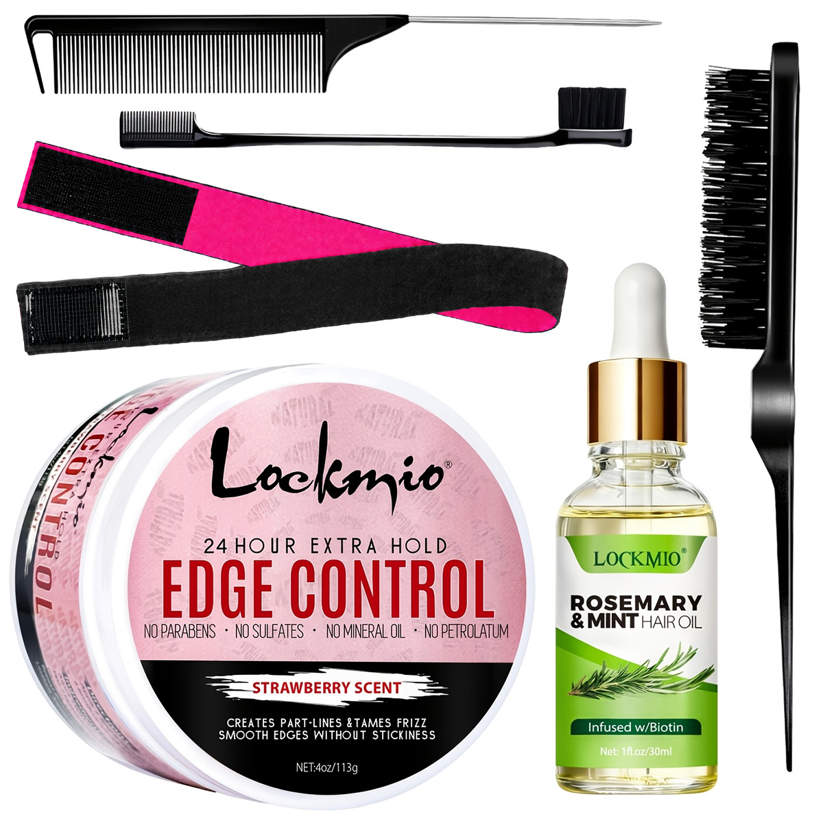 Edge Control Gel - Żel do stylizacji włosów, olejek rozmarynowo-miętowy,